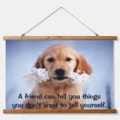 Golden Retriever puppy met een wit touw Hangend Wandkleed (Voorkant)