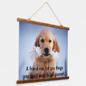 Golden Retriever puppy met een wit touw Hangend Wandkleed (Gebogen)
