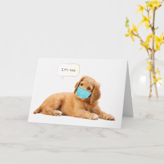 Golden Retriever puppy met gezichtsmasker Kaart (Gele Bloem)