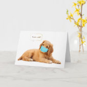 Golden Retriever puppy met gezichtsmasker Kaart (Gele Bloem)