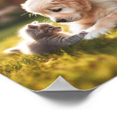 Golden Retriever puppy met kitten Poster (Hoek)