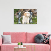 Golden Retriever Puppy met laarzen Canvas Afdruk (Insitu (Woonkamer))