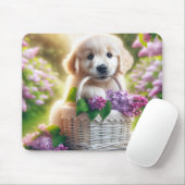Golden Retriever Puppy met Lila mand Muismat (Met muis)