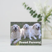 Golden Retriever Puppy met Proud Parents Briefkaart (Staand voorkant)