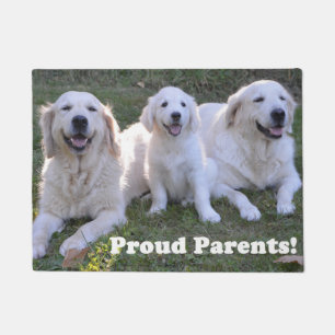 Golden Retriever Puppy met Proud Parents Deurmat