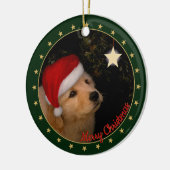 Golden Retriever Puppy met Santa Hat Keramisch Ornament (Links)