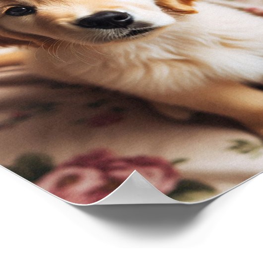 Golden Retriever puppy met schattige puppy ogen Poster (Hoek)