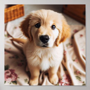 Golden Retriever puppy met schattige puppy ogen Poster