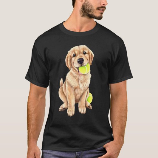Golden Retriever puppy met Tennis Ball T-shirt (Voorkant)