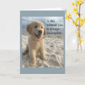 Golden Retriever Puppy Miss You Card Kaart (Gele Bloem)