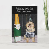 Golden Retriever Puppy New Years Wish Feestdagen Kaart (Voorkant)