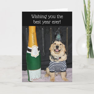 Golden Retriever Puppy New Years Wish Feestdagen Kaart