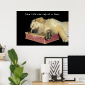 Golden Retriever Puppy op boek Poster (Thuiskantoor)
