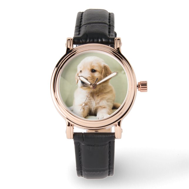Golden Retriever Puppy op Couch Horloge (Voorkant)