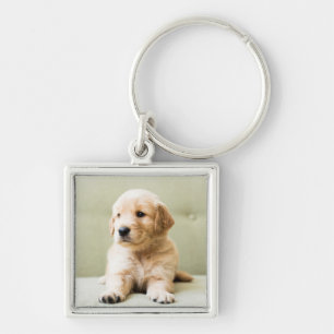 Golden Retriever Puppy op Couch Sleutelhanger