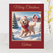 Golden Retriever Puppy op een Boerderij met kerst Kaart (Gele Bloem)