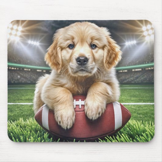 Golden Retriever Puppy op een Football Muismat (Voorkant)