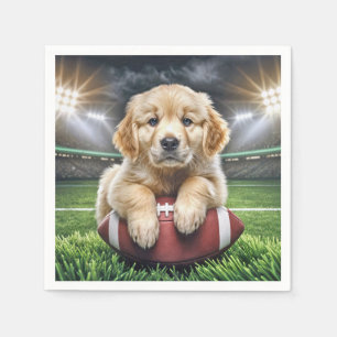 Golden Retriever Puppy op een Football Servet