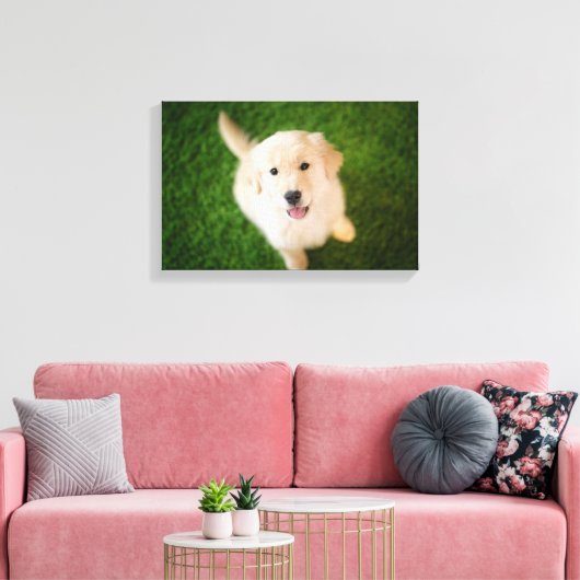 Golden Retriever Puppy op Grass Canvas Afdruk (Insitu (Woonkamer))
