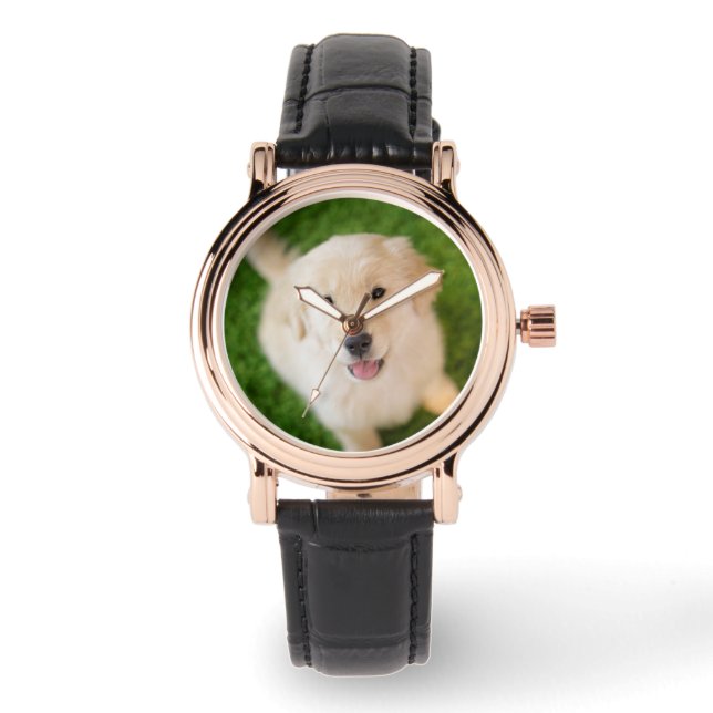 Golden Retriever Puppy op Grass Horloge (Voorkant)