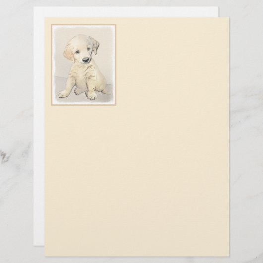 Golden Retriever Puppy Painting - Originele Dog Ar (Voorkant / Achterkant)