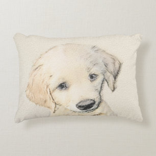 Golden Retriever Puppy Painting - Originele Dog Ar Accent Kussen