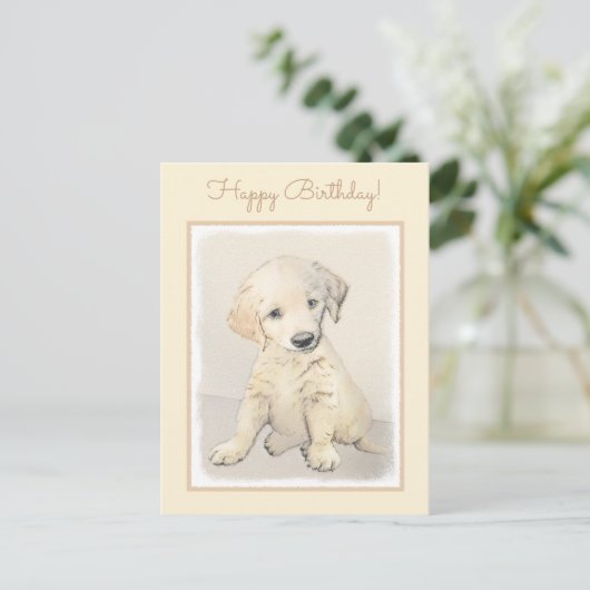 Golden Retriever Puppy Painting - Originele Dog Ar Briefkaart (Staand voorkant)