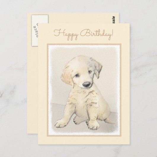 Golden Retriever Puppy Painting - Originele Dog Ar Briefkaart (Voorkant / Achterkant)