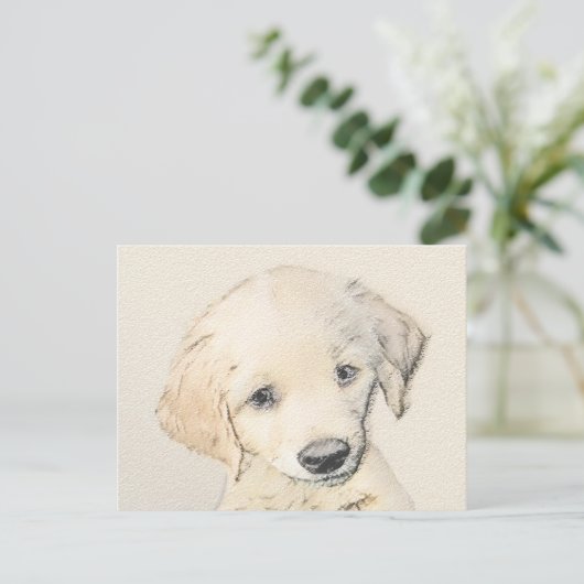 Golden Retriever Puppy Painting - Originele Dog Ar Briefkaart (Staand voorkant)