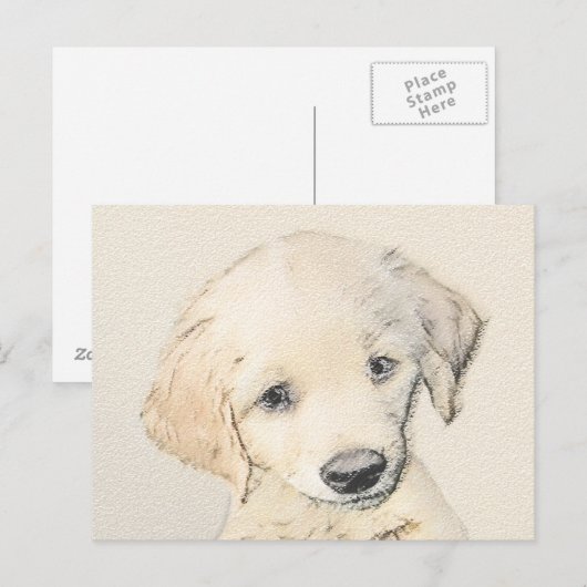 Golden Retriever Puppy Painting - Originele Dog Ar Briefkaart (Voorkant / Achterkant)