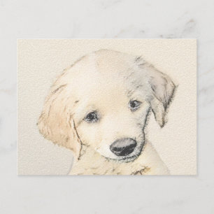 Golden Retriever Puppy Painting - Originele Dog Ar Briefkaart