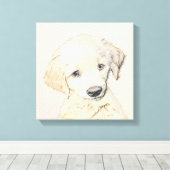 Golden Retriever Puppy Painting - Originele Dog Ar Canvas Afdruk (Insitu (Houten vloer))