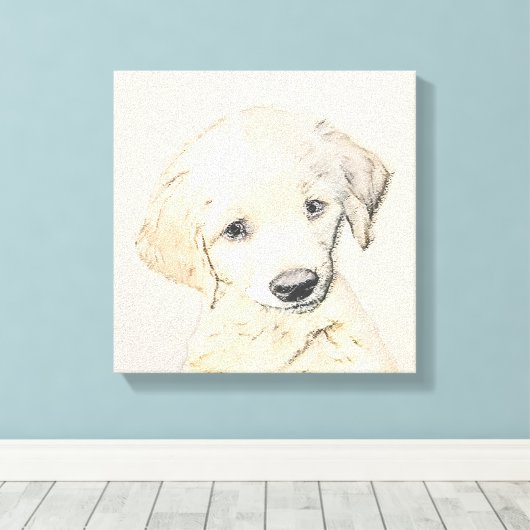 Golden Retriever Puppy Painting - Originele Dog Ar Canvas Afdruk (Insitu (Houten vloer))