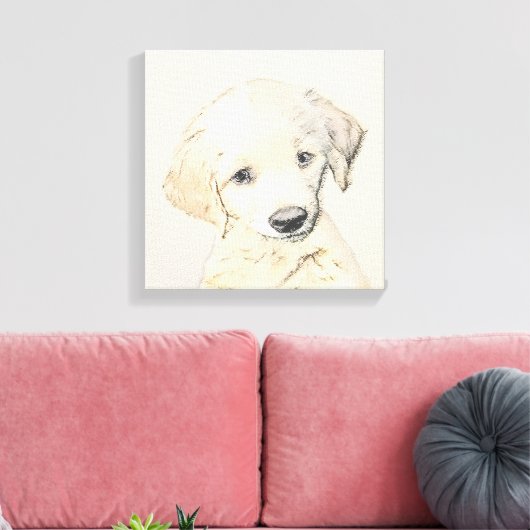 Golden Retriever Puppy Painting - Originele Dog Ar Canvas Afdruk (Insitu (Woonkamer))