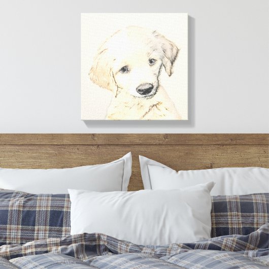 Golden Retriever Puppy Painting - Originele Dog Ar Canvas Afdruk (Insitu (Slaapkamer))