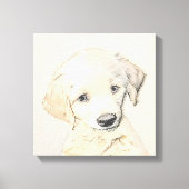 Golden Retriever Puppy Painting - Originele Dog Ar Canvas Afdruk (Voorkant)