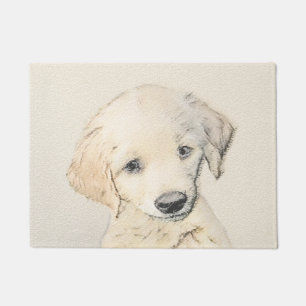 Golden Retriever Puppy Painting - Originele Dog Ar Deurmat