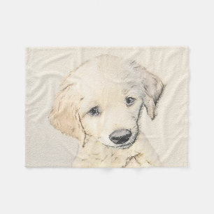 Golden Retriever Puppy Painting - Originele Dog Ar Fleece Deken