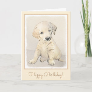 Golden Retriever Puppy Painting - Originele Dog Ar Kaart