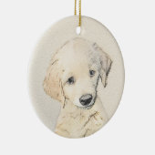 Golden Retriever Puppy Painting - Originele Dog Ar Keramisch Ornament (Rechts)