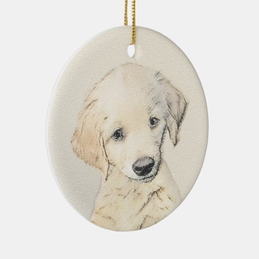 Golden Retriever Puppy Painting - Originele Dog Ar Keramisch Ornament (Rechts)