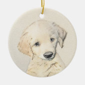 Golden Retriever Puppy Painting - Originele Dog Ar Keramisch Ornament (Voorkant)