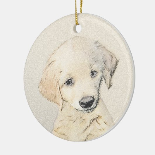Golden Retriever Puppy Painting - Originele Dog Ar Keramisch Ornament (Links)