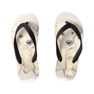 Golden Retriever Puppy Painting - Originele Dog Ar Kinder Teenslippers