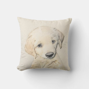 Golden Retriever Puppy Painting - Originele Dog Ar Kussen