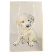 Golden Retriever Puppy Painting - Originele Dog Ar Medium Cadeauzakje (Voorkant)