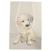 Golden Retriever Puppy Painting - Originele Dog Ar Medium Cadeauzakje (Achterkant)