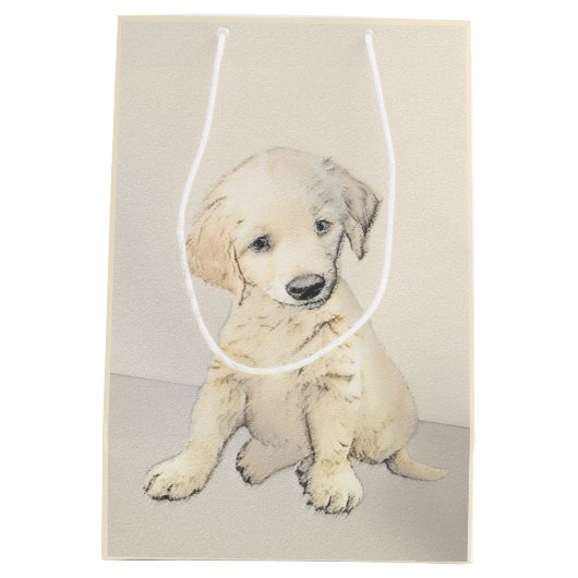 Golden Retriever Puppy Painting - Originele Dog Ar Medium Cadeauzakje (Achterkant)
