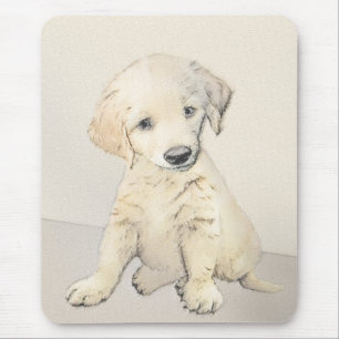 Golden Retriever Puppy Painting - Originele Dog Ar Muismat