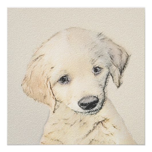 Golden Retriever Puppy Painting - Originele Dog Ar Perfect Poster (Voorkant)